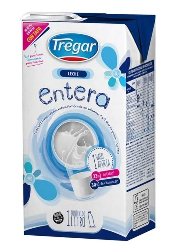 LECHE "TREGAR" ENTERA L.V. X 1 LT. X 12 UN.